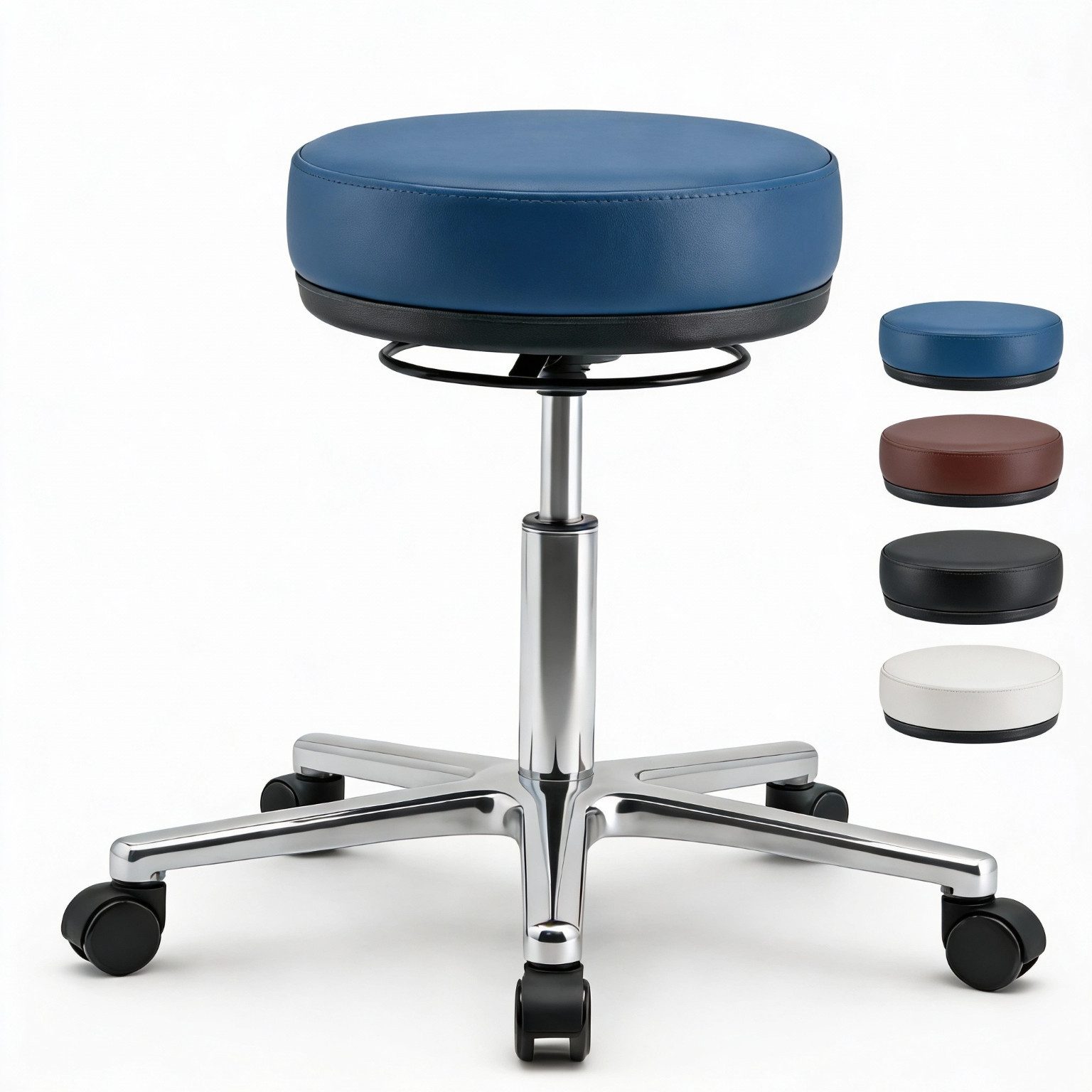 Drehhocker Arbeitshocker Echtleder - höhenverstellbar, 150kg belastbar