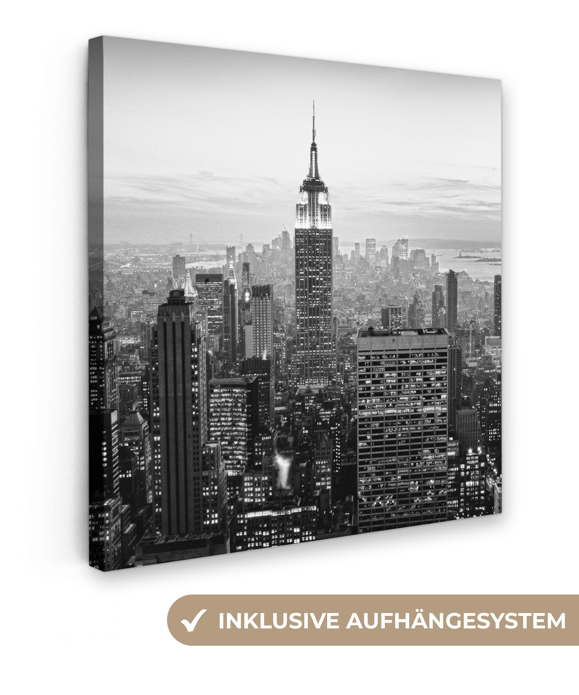 OneMillionCanvasses® Leinwandbild New York City Schwarz-Weiß-Fotodruck, Fotodruck (1 St), Wandbild, Deko Schlafzimmer Wohnzimmer Flur 20x20 cm