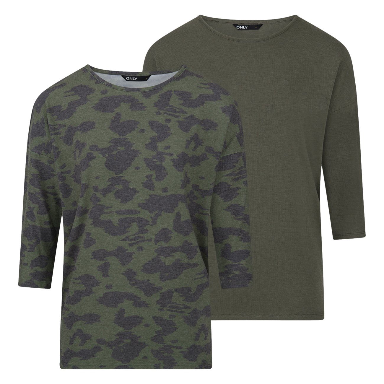 ONLY T-Shirt Damen Top ONGLAMOUR Regular Fit 3/4 Ärmel (2-tlg) Basic 3/4 Ar günstig online kaufen