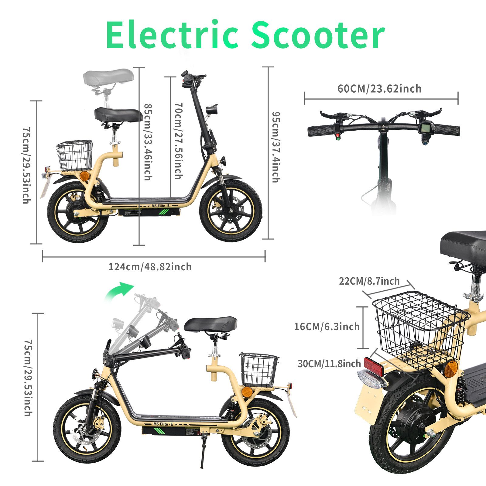Twofish E-Motorroller Elite-E EEC certified electric scooter with seat and rear basket, 40 km/h, 30 km range, dual disc brakes, front and rear shock absorbers