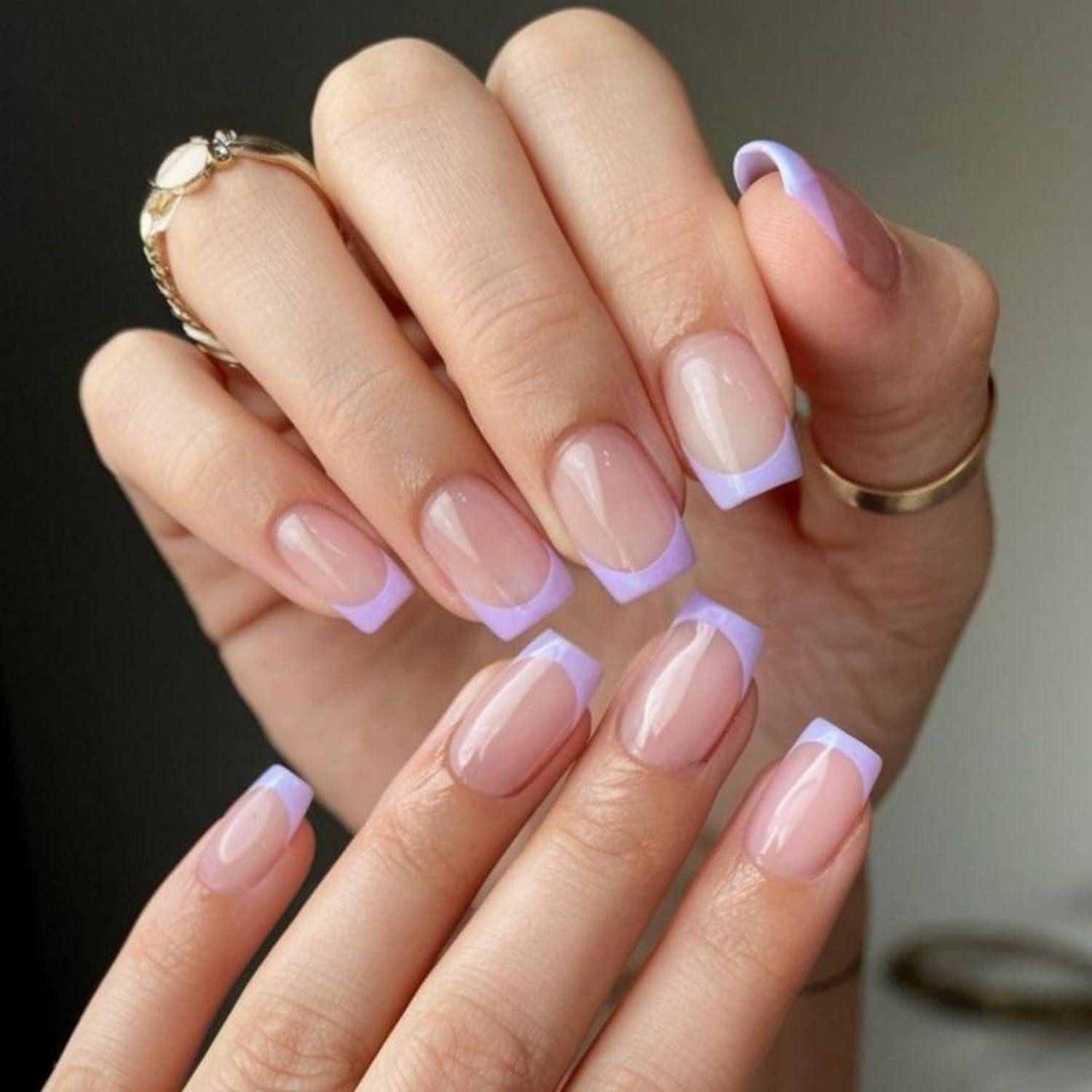 LuxusKollektion Kunstfingernägel Fingernägel Press On Soft Gel French Tip 30 Stück Kurz Eckig Lila