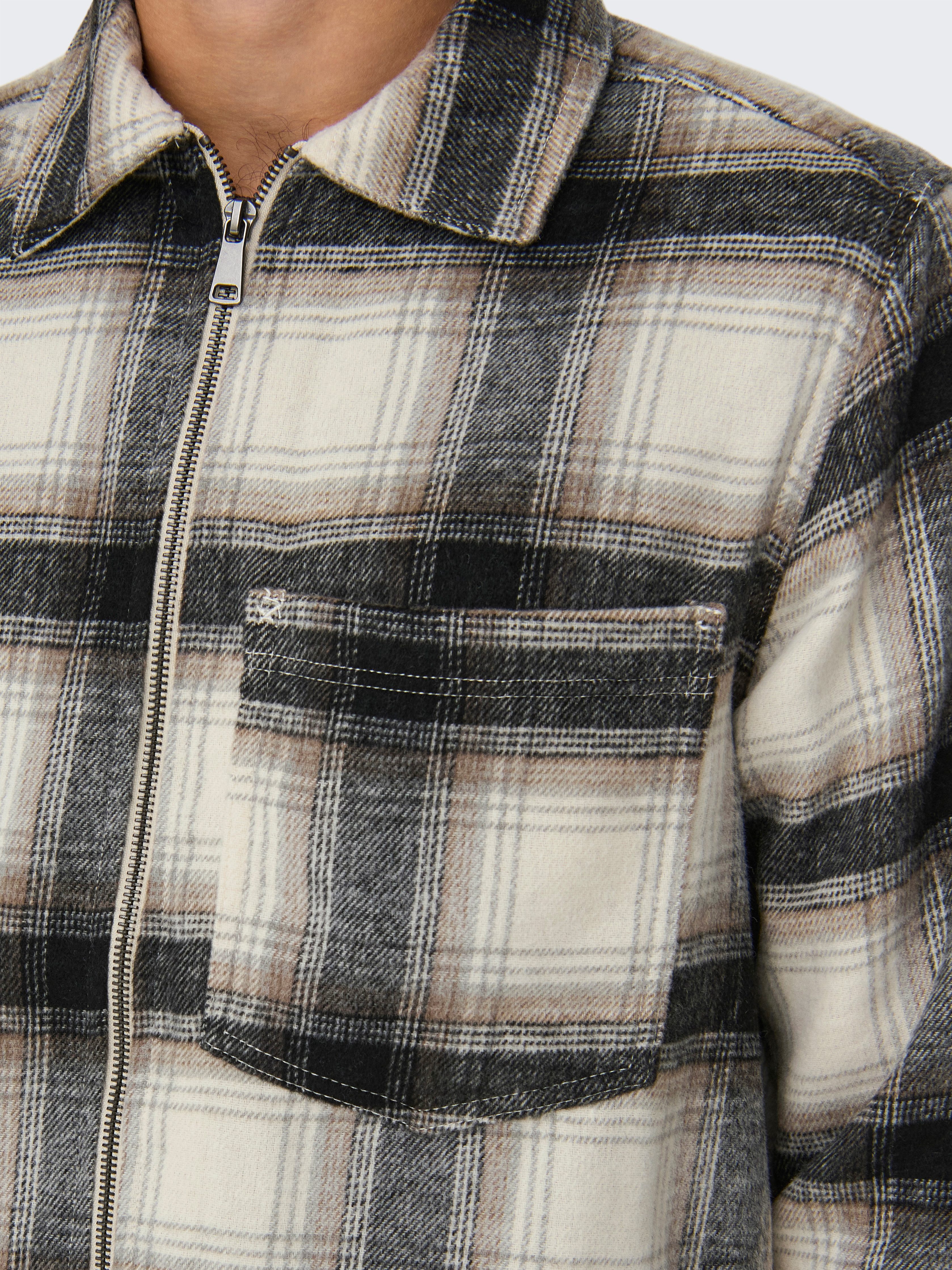 ONLY & SONS Langarmhemd ONSAUSTIN WOOL ZIP OVERSHIRT