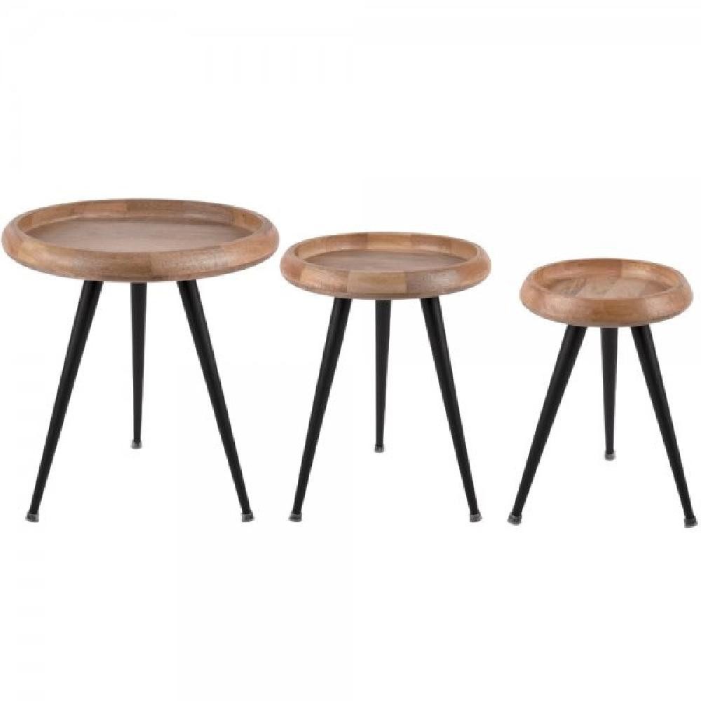 Leitmotiv Beistelltisch Beistelltisch-Set Tripod Mango Wood Black Metal Legs (3-teilig)
