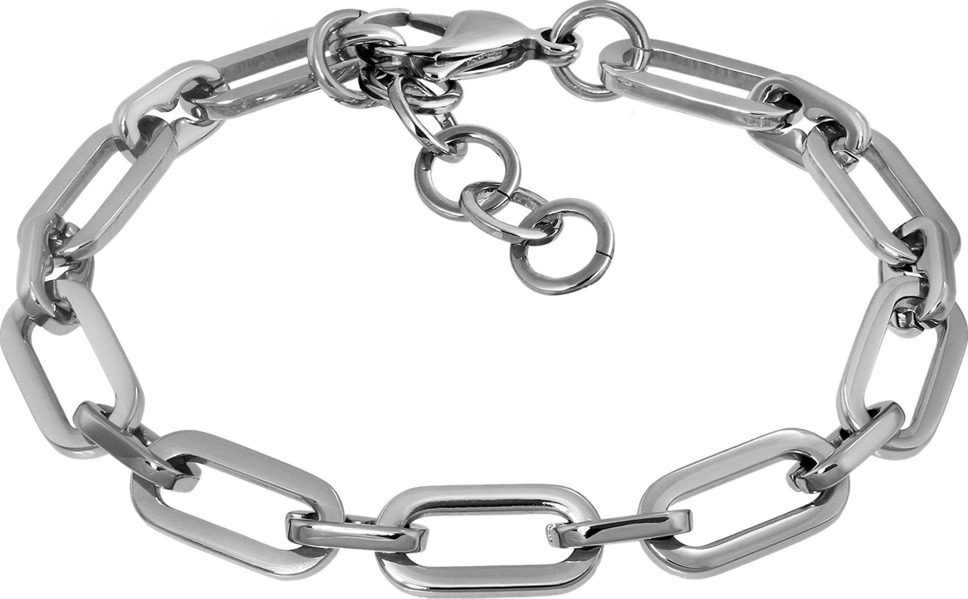 Amello Edelstahlarmband Amello Oval Damen Armband 18,5-22cm silber (Armband), Damen, Herren Armband (Oveal) ca. 18,5cm bis 22cm, Edelstahl (Stainles