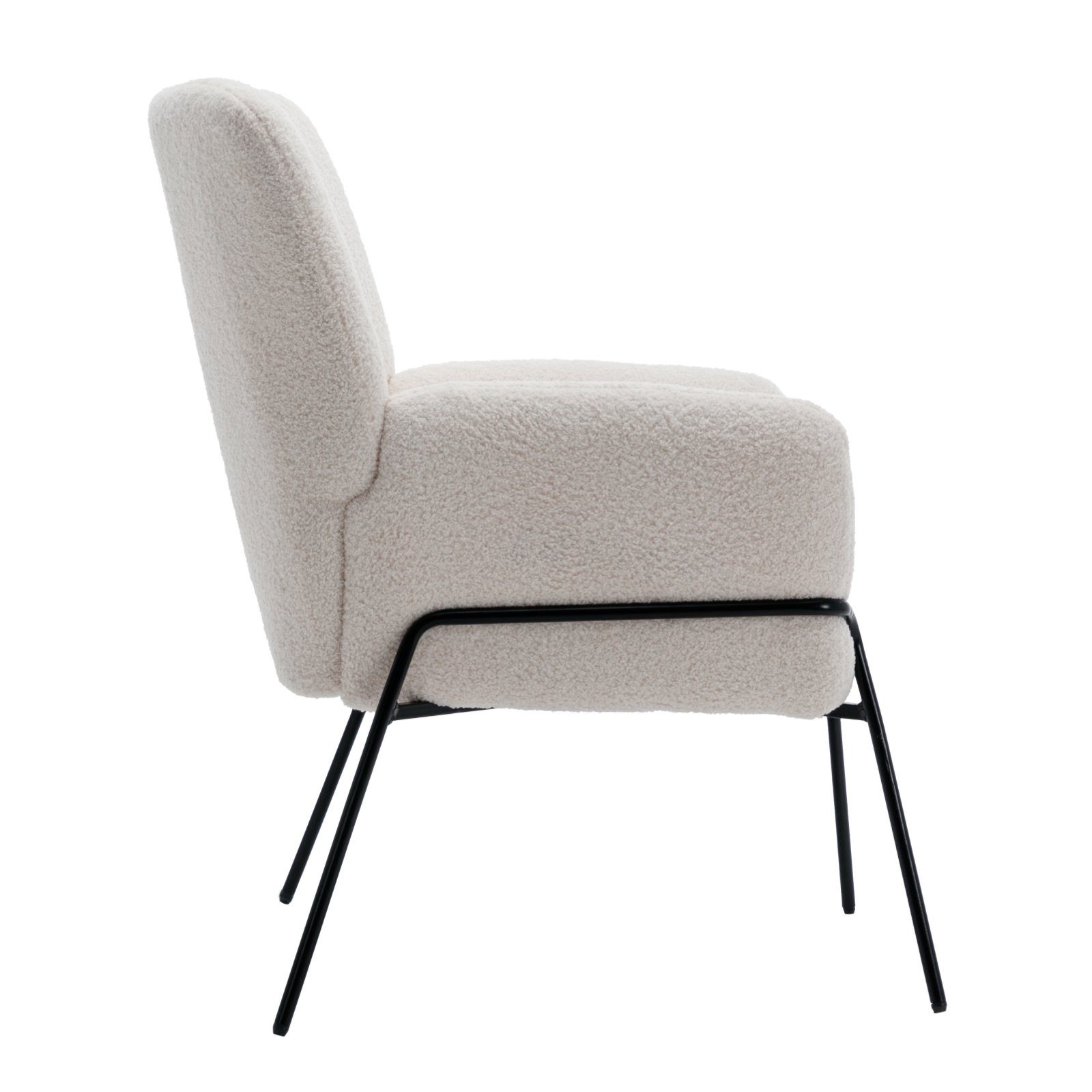 SVITA Loungesessel FREIA, Loungestuhl, Metallbeine, Teddyboucle, Weiß