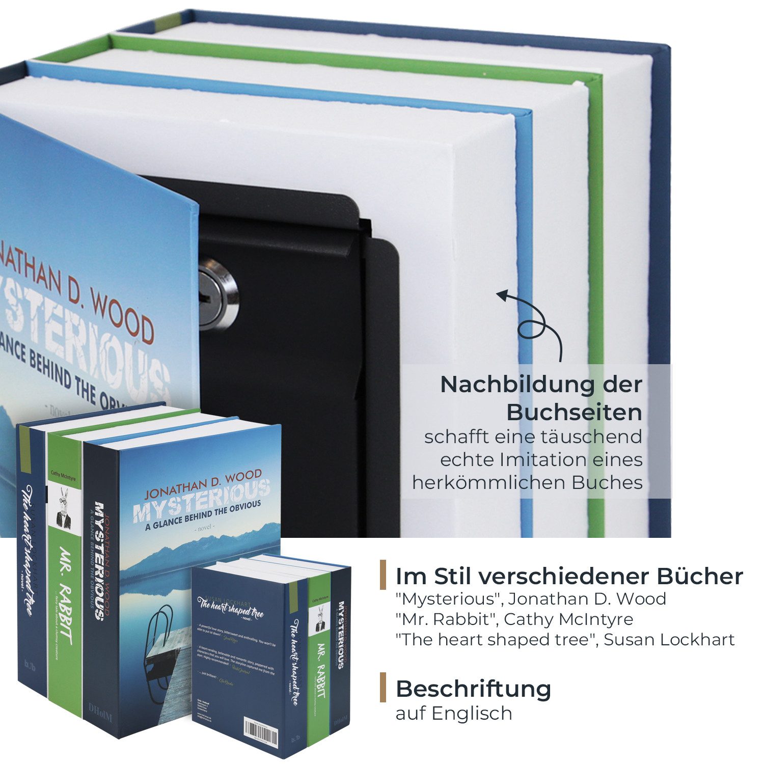 HMF Buchtresor Getarnte Buchkassette XL, Tresor für zuhause, Buchattrappe für Wertsachen, 22 x 13 x 15 cm