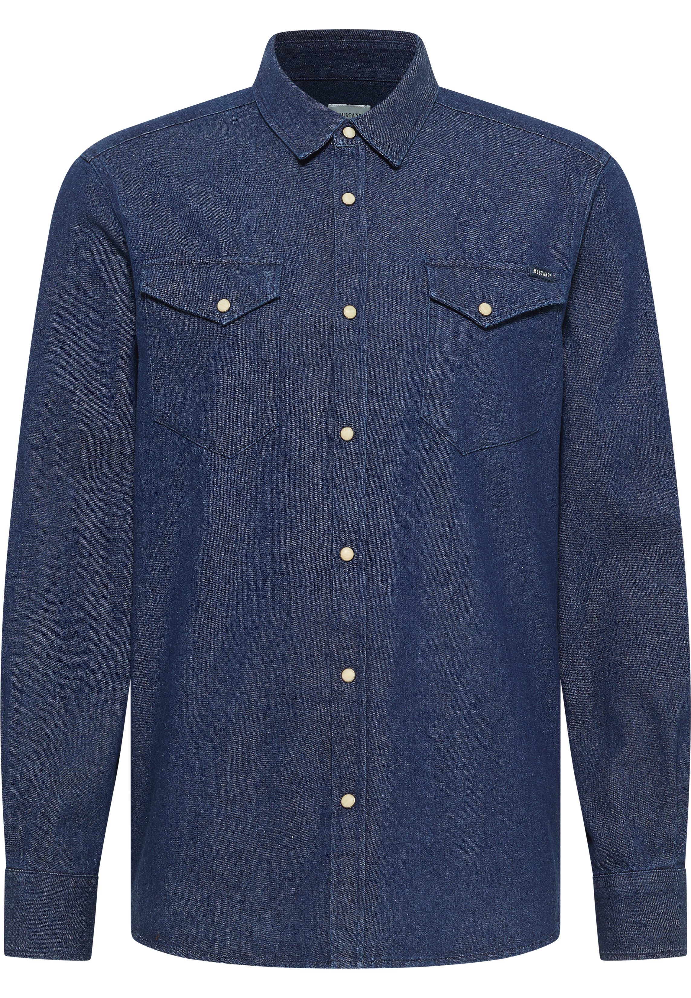 MUSTANG Langarmhemd Style Duver Kentkragen, Druckknopfverschluss