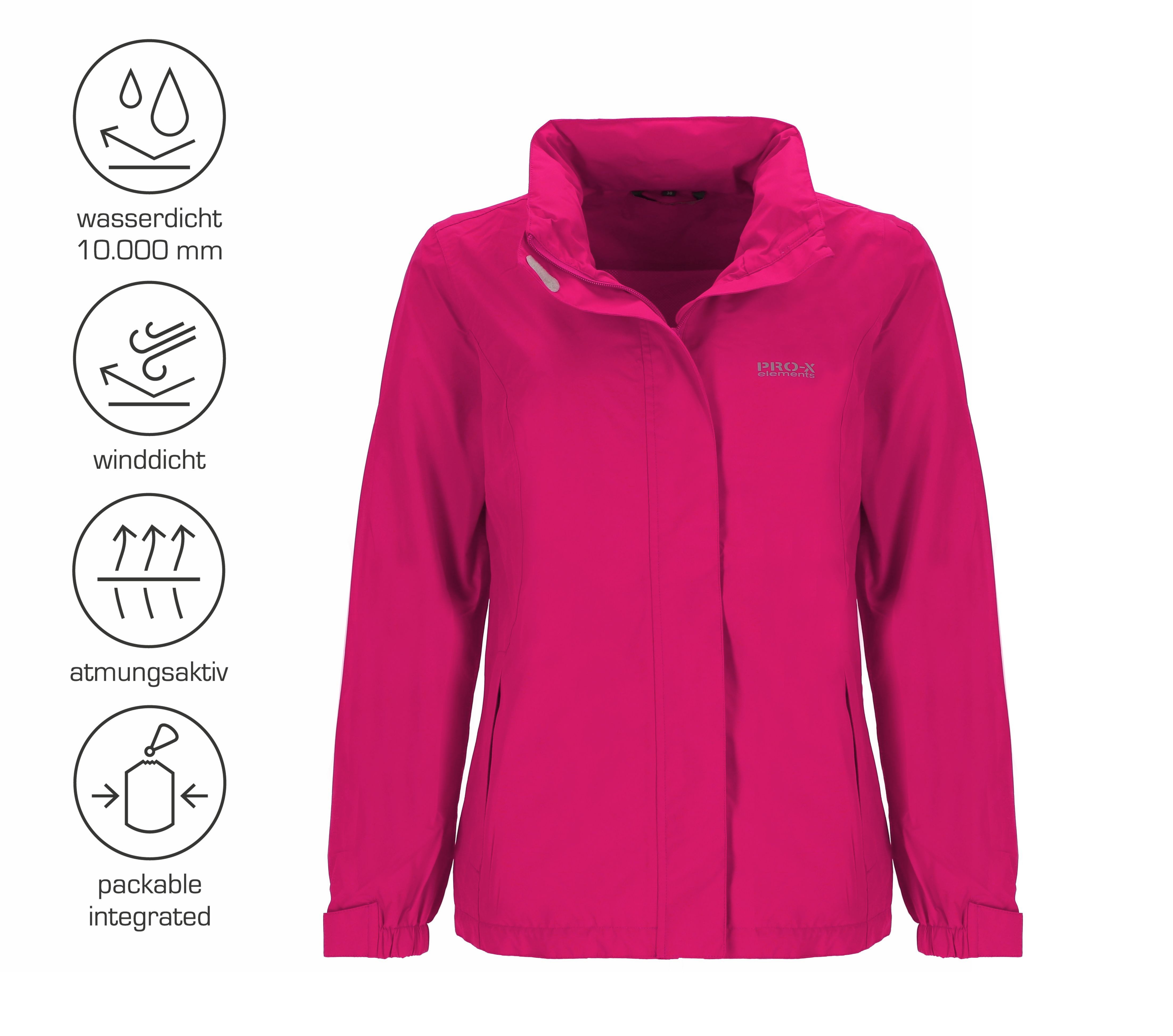 PRO-X ELEMENTS Fahrradjacke ELIZA Wasserdicht Atmungsaktiv leicht und im Packsack verstaubar