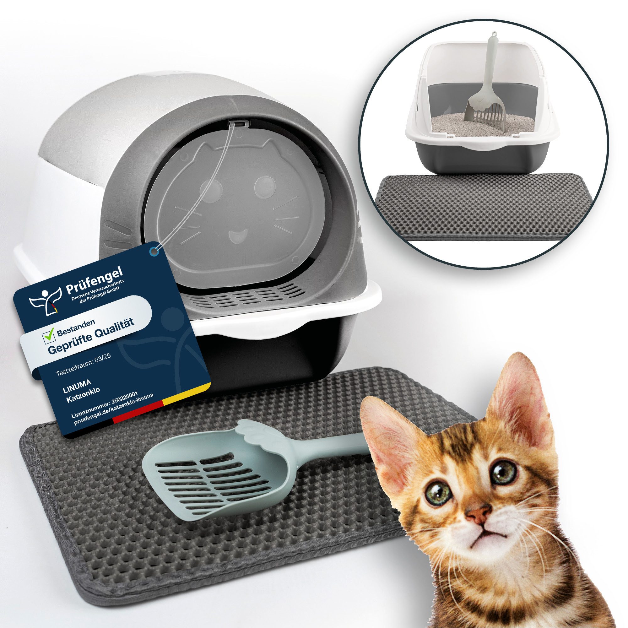 LINUMA Katzentoilette Katzenklo mit Deckel, Streumatte und Schaufel abnehmb günstig online kaufen