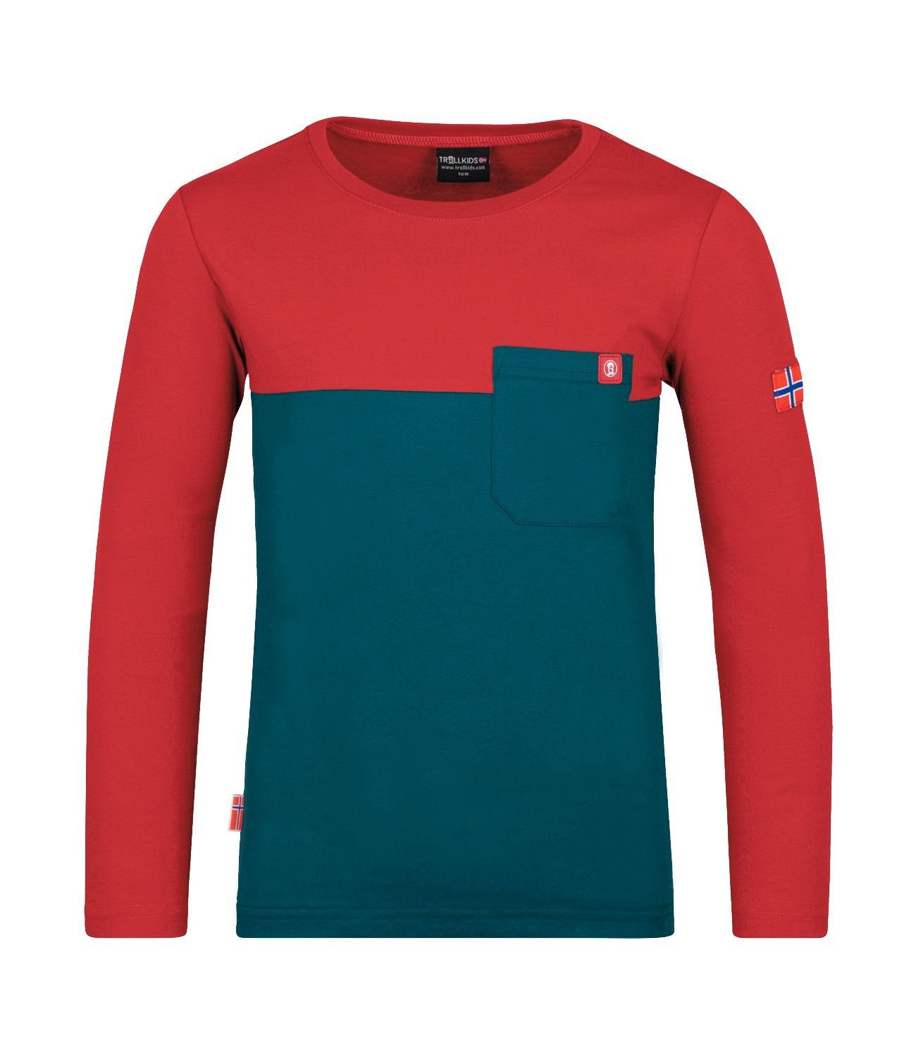 TROLLKIDS Longsleeve Bergen Petrolblau/Rot