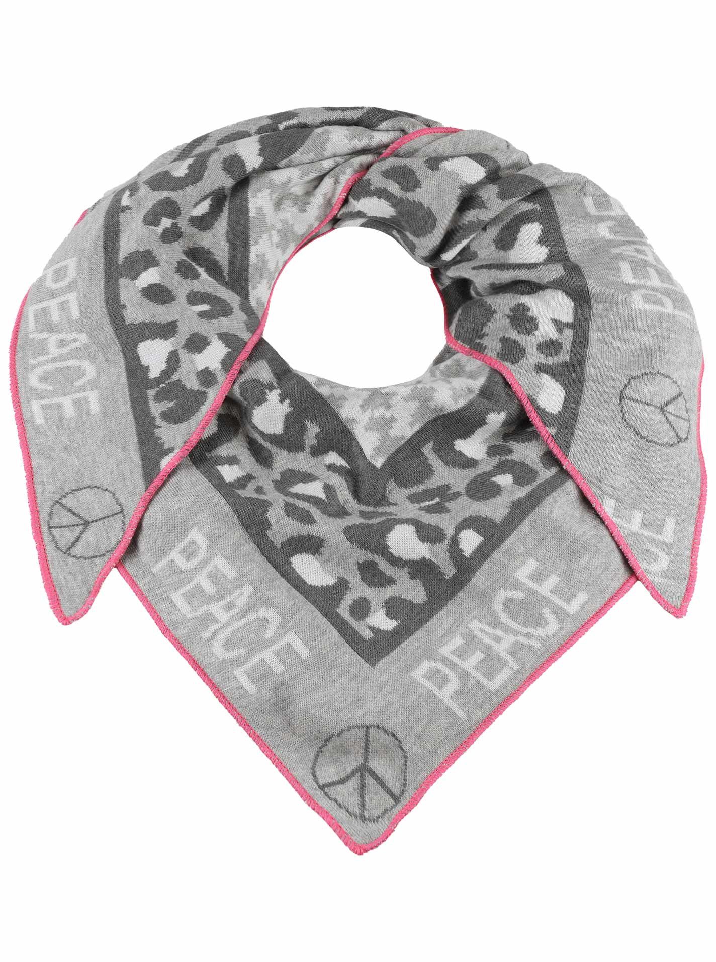 Zwillingsherz Dreieckstuch "Peace", Schriftzug und Leomuster, wärmend, Stri günstig online kaufen