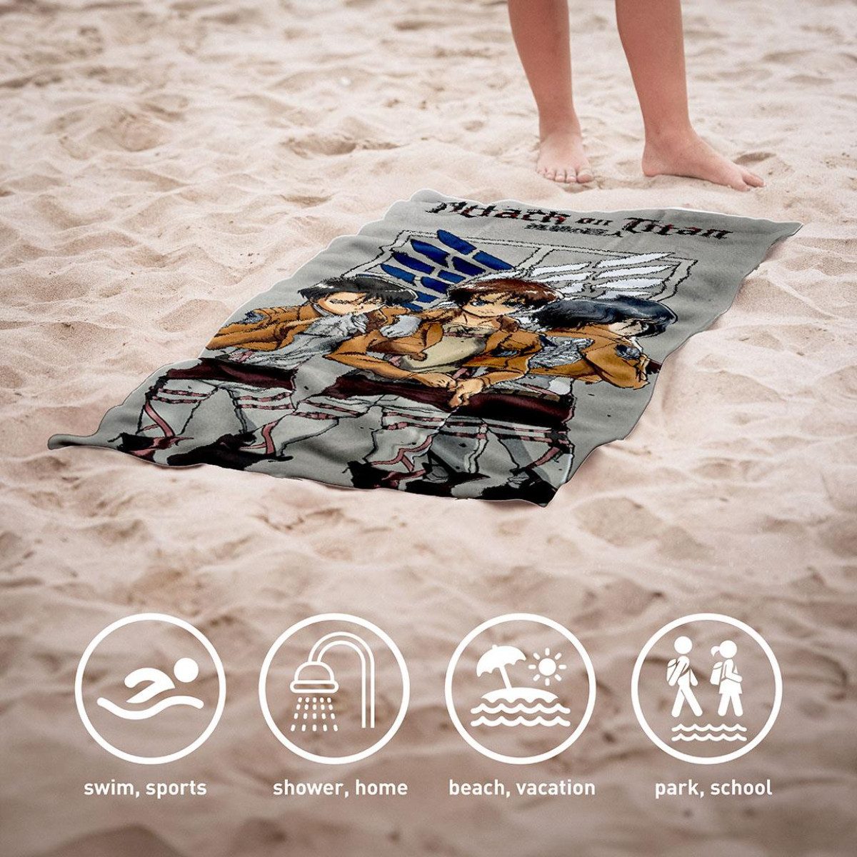 Cerda Strandtuch Attack on Titan Badehandtuch aus 100% Baumwolle 70x140 cm – Bild 3 von 5