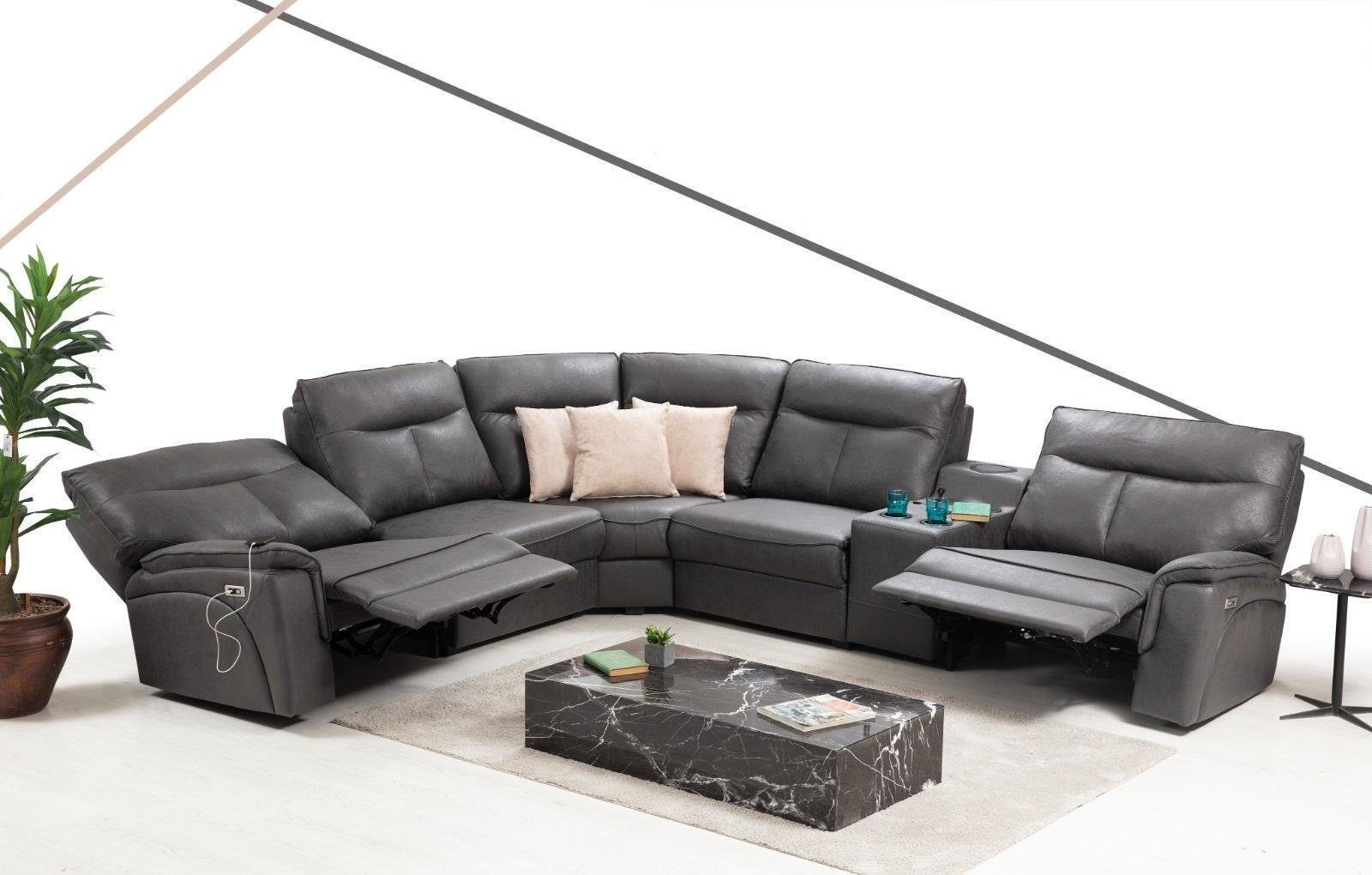 Ecksofa Teile, Couch Modern, Design Sofa JVmoebel in Möbel Ecksofa L-Form Luxus 3 Polster Made Europa