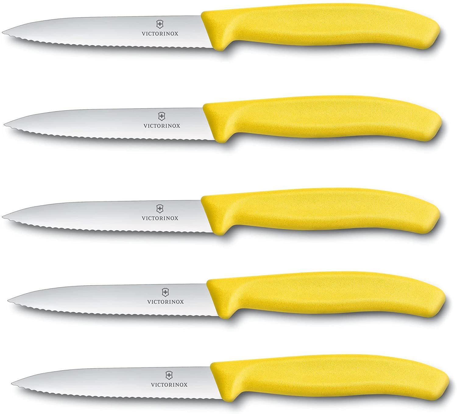 Gemüsemesser Gemüsemesser Swiss Classic 10 cm mit Wellenschliff (5er Set, Gelb)