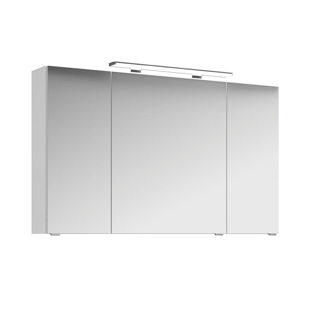 Lomadox Spiegelschrank FES-4010-66 weiß glänzend mit LED Aufbauleuchte - 120/71/17cm