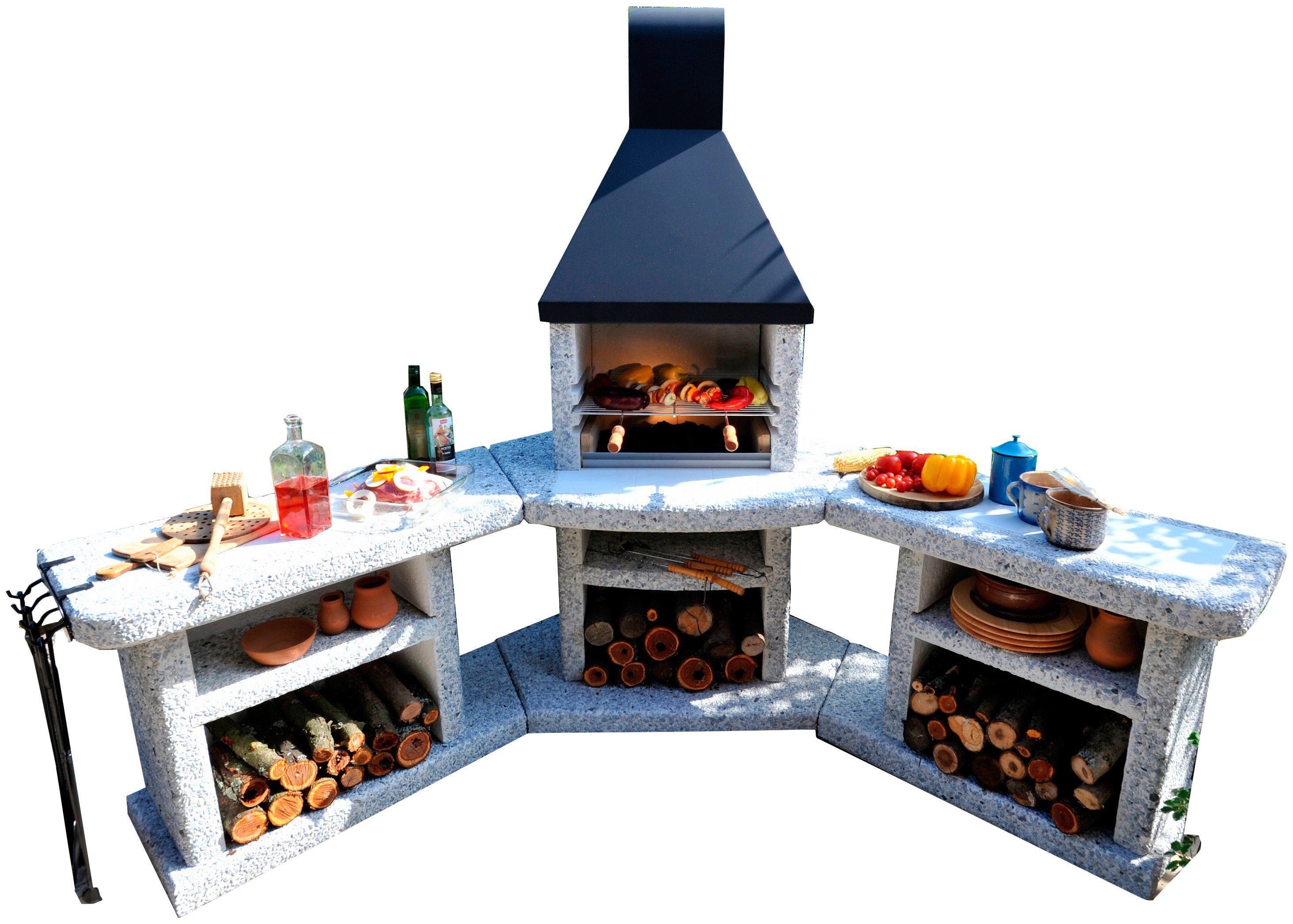 WELLFIRE Grillkamin Außenküche Toskana Quatro, BxTxH: 188x73x216 cm