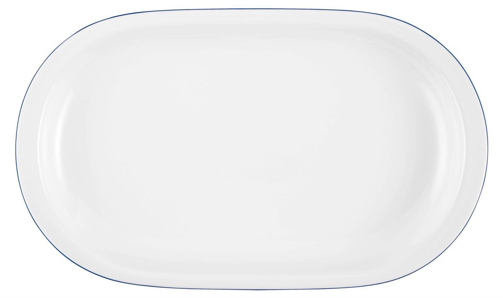 Seltmann Weiden Servierplatte Seltmann Weiden Compact Blaurand Servierplatte oval 33x20cm, Porzellan, (Packung)
