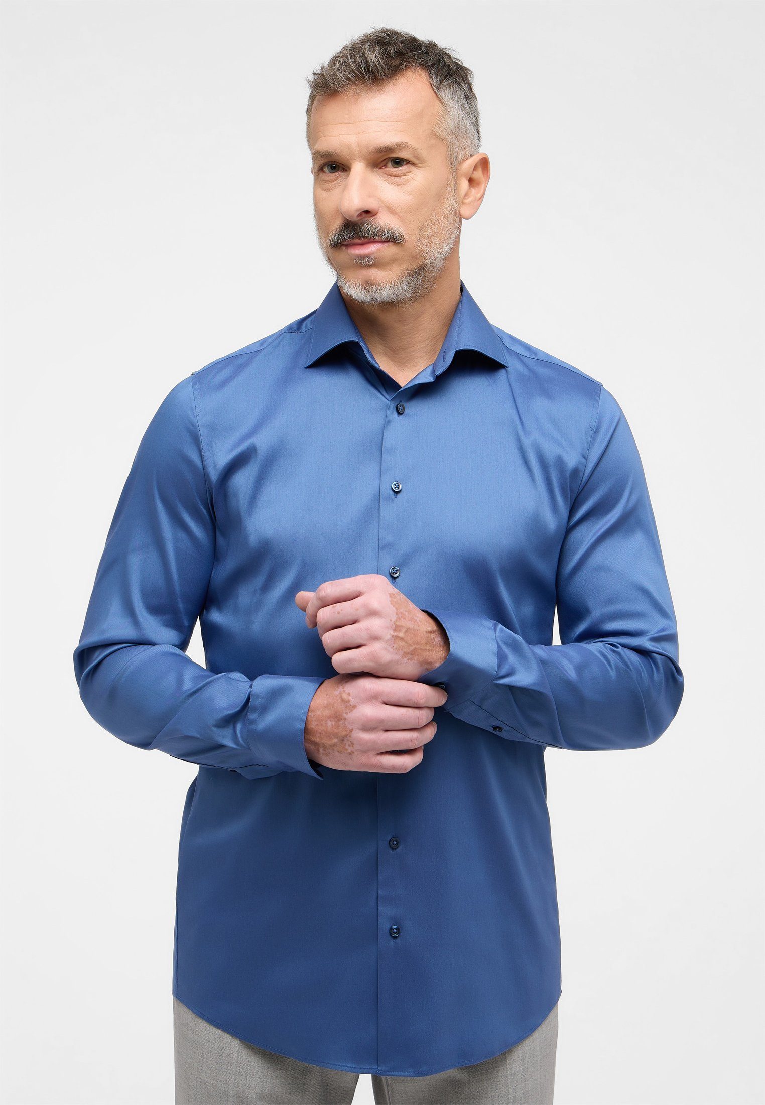 SLIM FIT Langarmhemd rauchblau Eterna