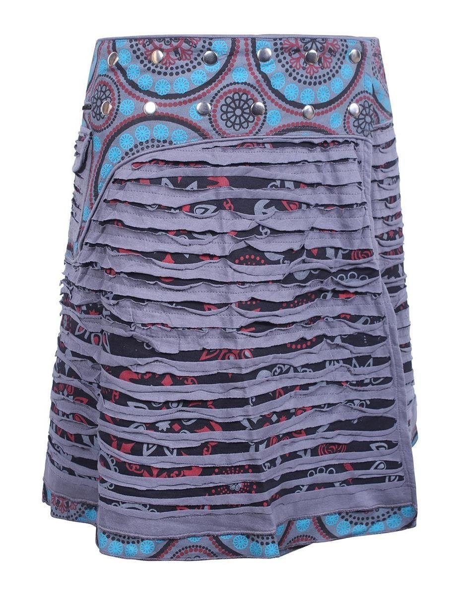 Vishes Wickelrock Rock Druckknöpfe Cutwork Blumen Mandala Sidebag Goa, Elfen, Hippie, Ethno Style