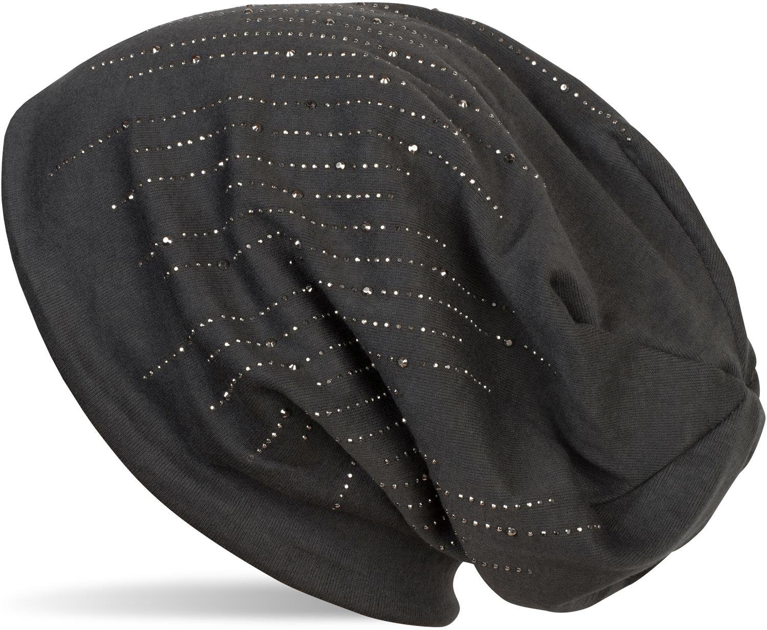 styleBREAKER Beanie (1-St) Beanie mit Strass Streifen Anthrazit