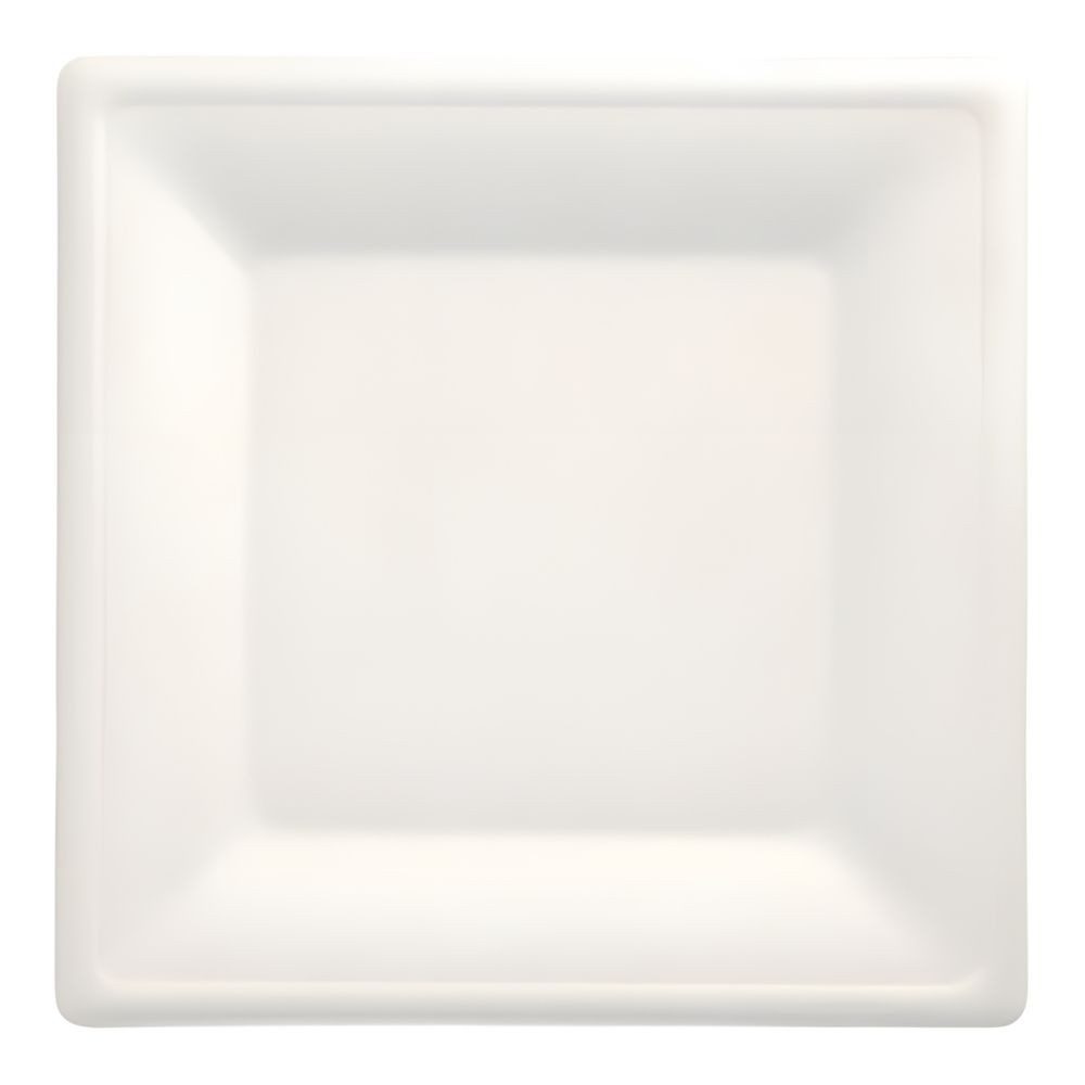 PAPSTAR Einwegteller Teller, Zuckerrohr pure eckig 26 cm x 26 cm weiss 50 Stk