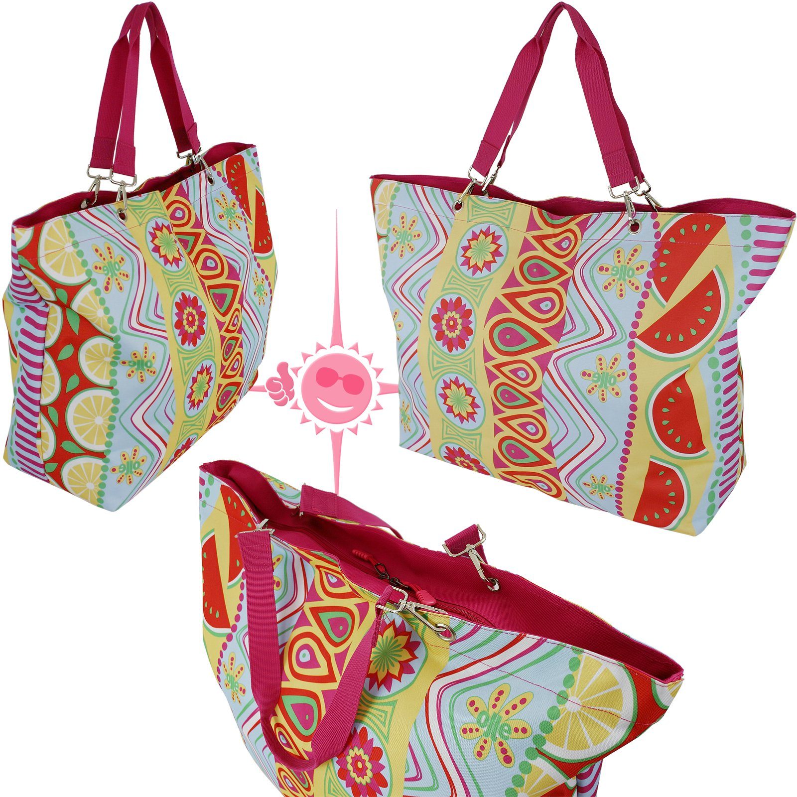 J JONES JENNIFER JONES Strandtasche - Große Badetasche, Freizeittasche mit Reißverschluss, Saunatasche, abnehmbare Schulterriemen