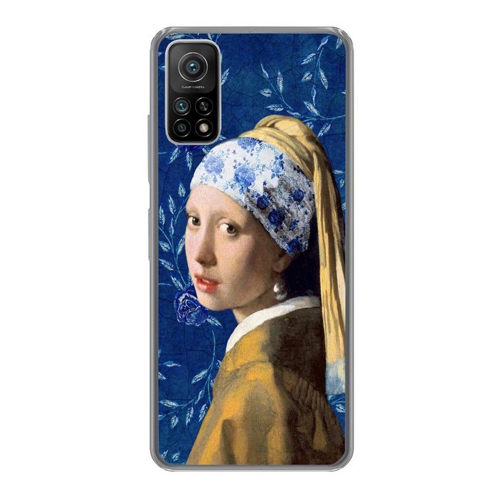 MuchoWow Handyhülle Mädchen mit Perlenohrring - Delfter Porzellan - Vermeer - Blumen - Phone Case Handyhülle Xiaomi Mi 10T Silikon Schutzhülle
