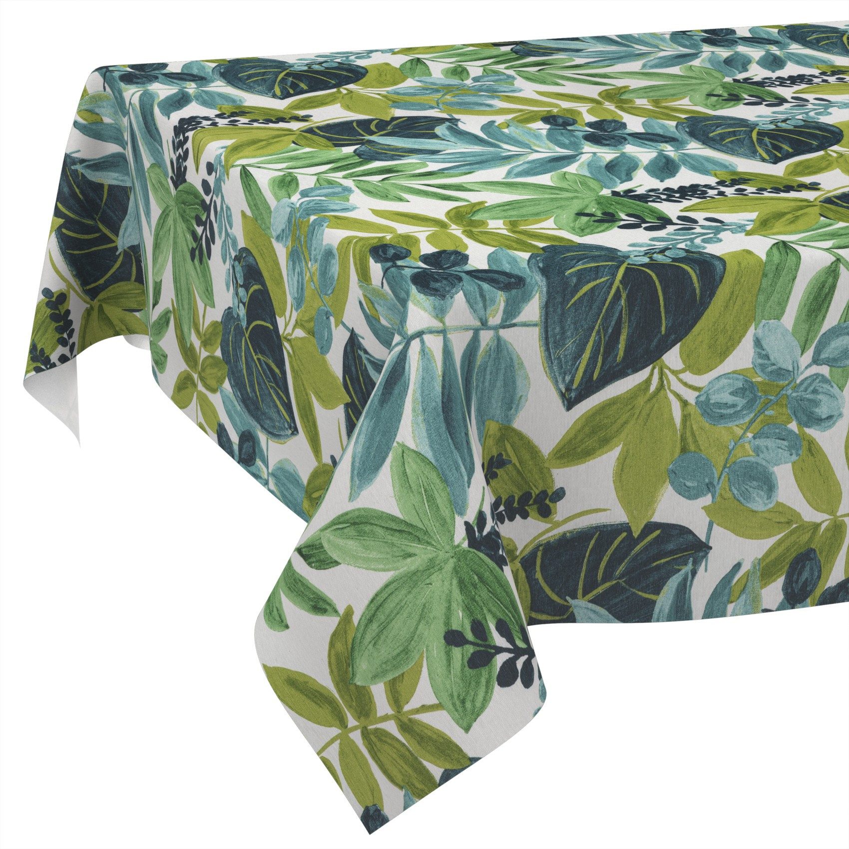 ANRO Tischdecke abwaschbar Tischtuch Baumwolle Polyester wasserabweisend (Einzelstück 1-tlg), Schmutzabweisend Botanik Grüntöne 100x140cm