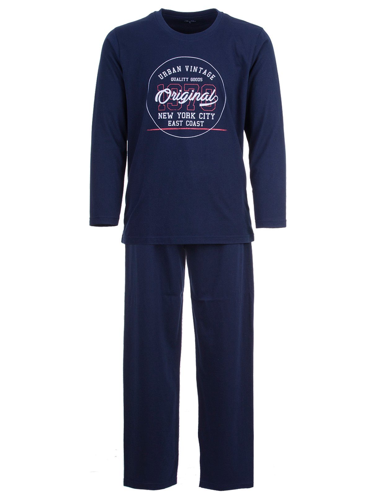 Schlafanzug navy Terre Vintage Pyjama Langarm- Henry Set