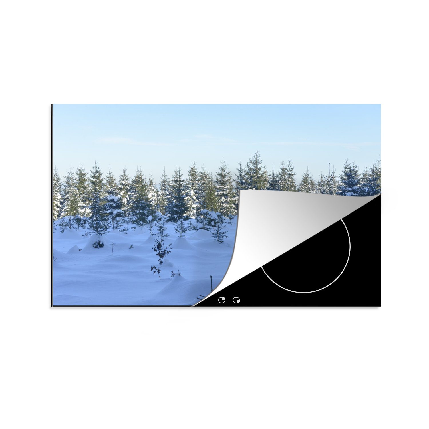 Ceranfeldabdeckung Schnee begraben, unter (1 für MuchoWow Schutz Vinyl, Nadelwald in cm, Herdblende-/Abdeckplatte Induktionskochfeld küche, 81x52 tlg), den ist Ardennen die Ein