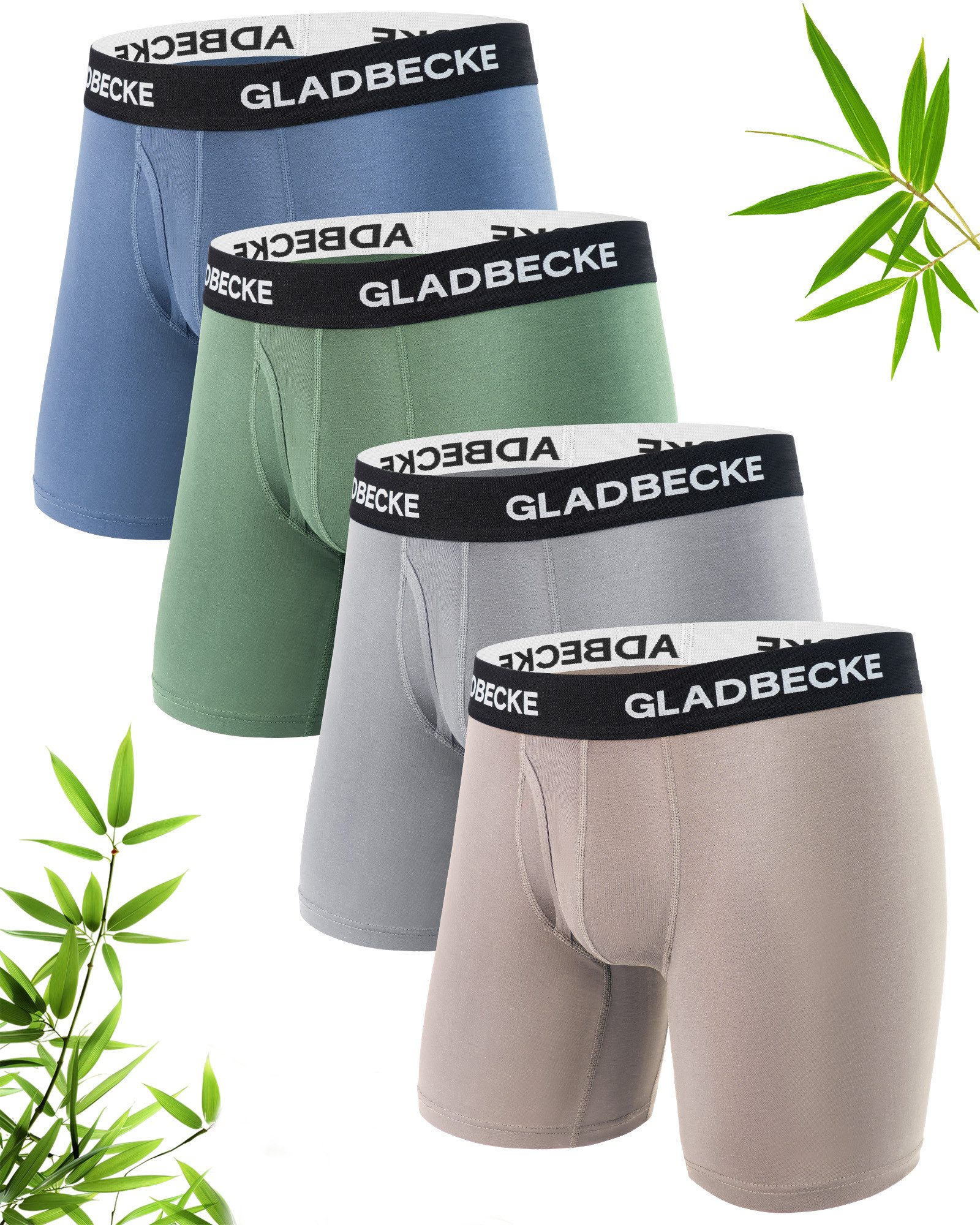 Gladbecke Boxershorts Bambus Boxershorts Herren unterhosen männer (4er-Pack) Elastischer Komfortbund und tagloses Design, Formstabil