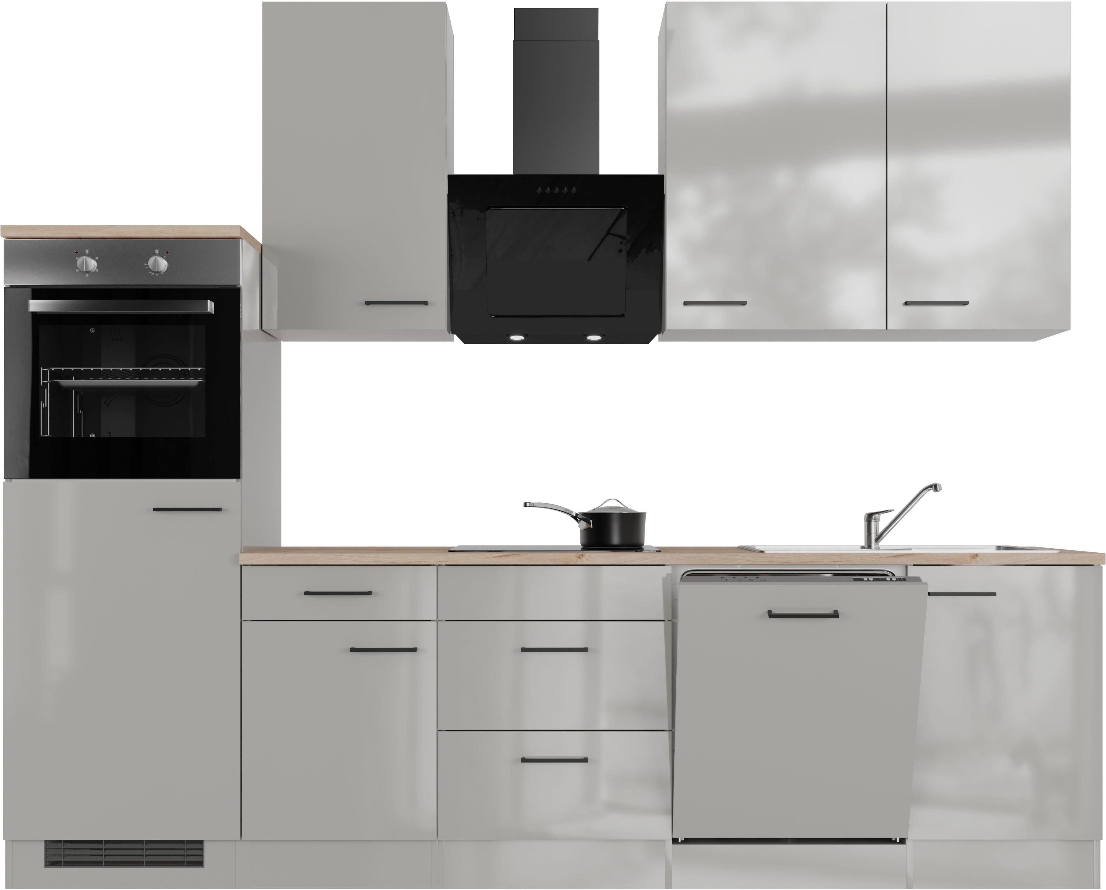 Flex-Well Küchenzeile Lund, wahlweise mit E-Geräten, Breite 280 cm, glänzen günstig online kaufen