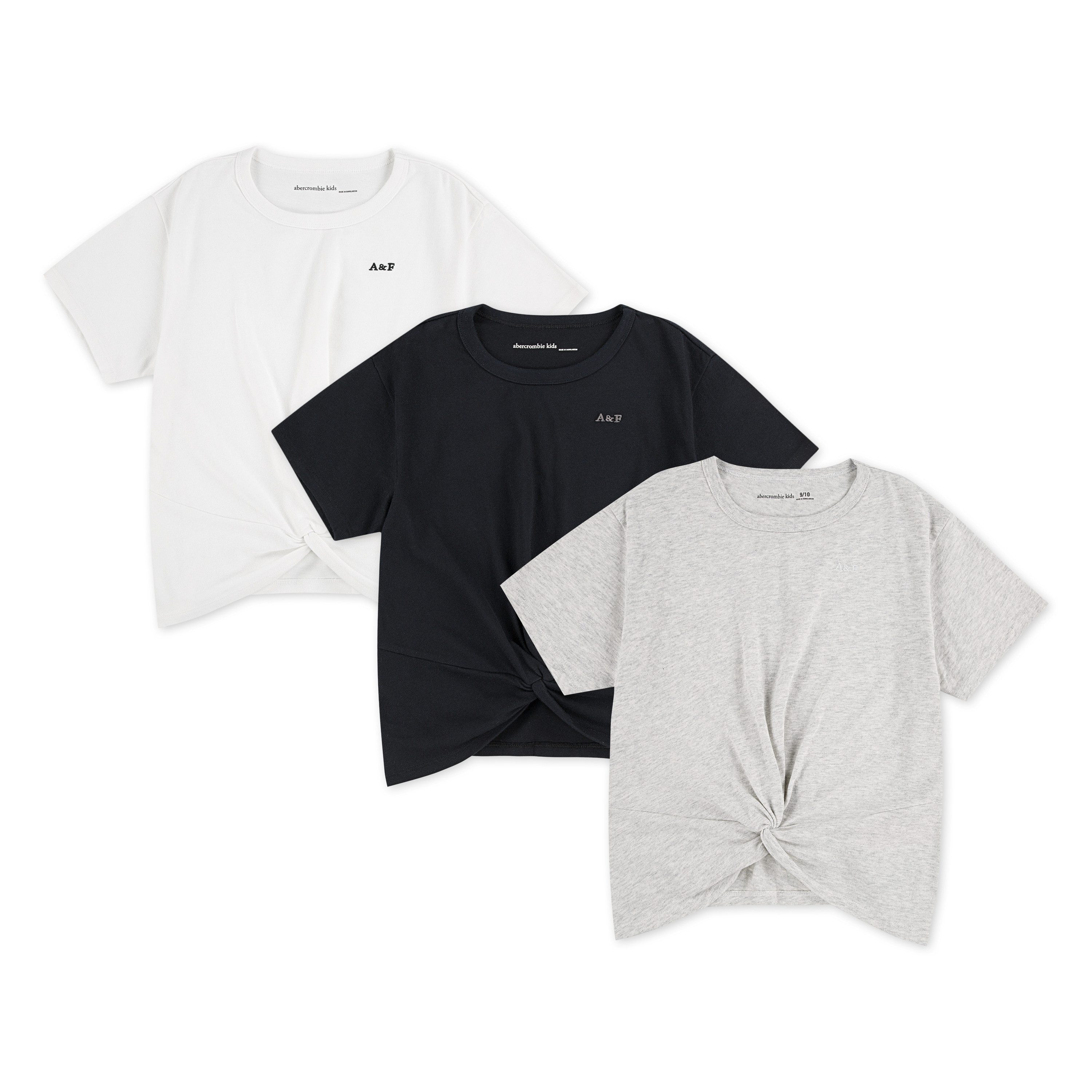 Abercrombie Kids T-Shirt (3-tlg., Packung) mit Twist-Detail am vorderen Saum