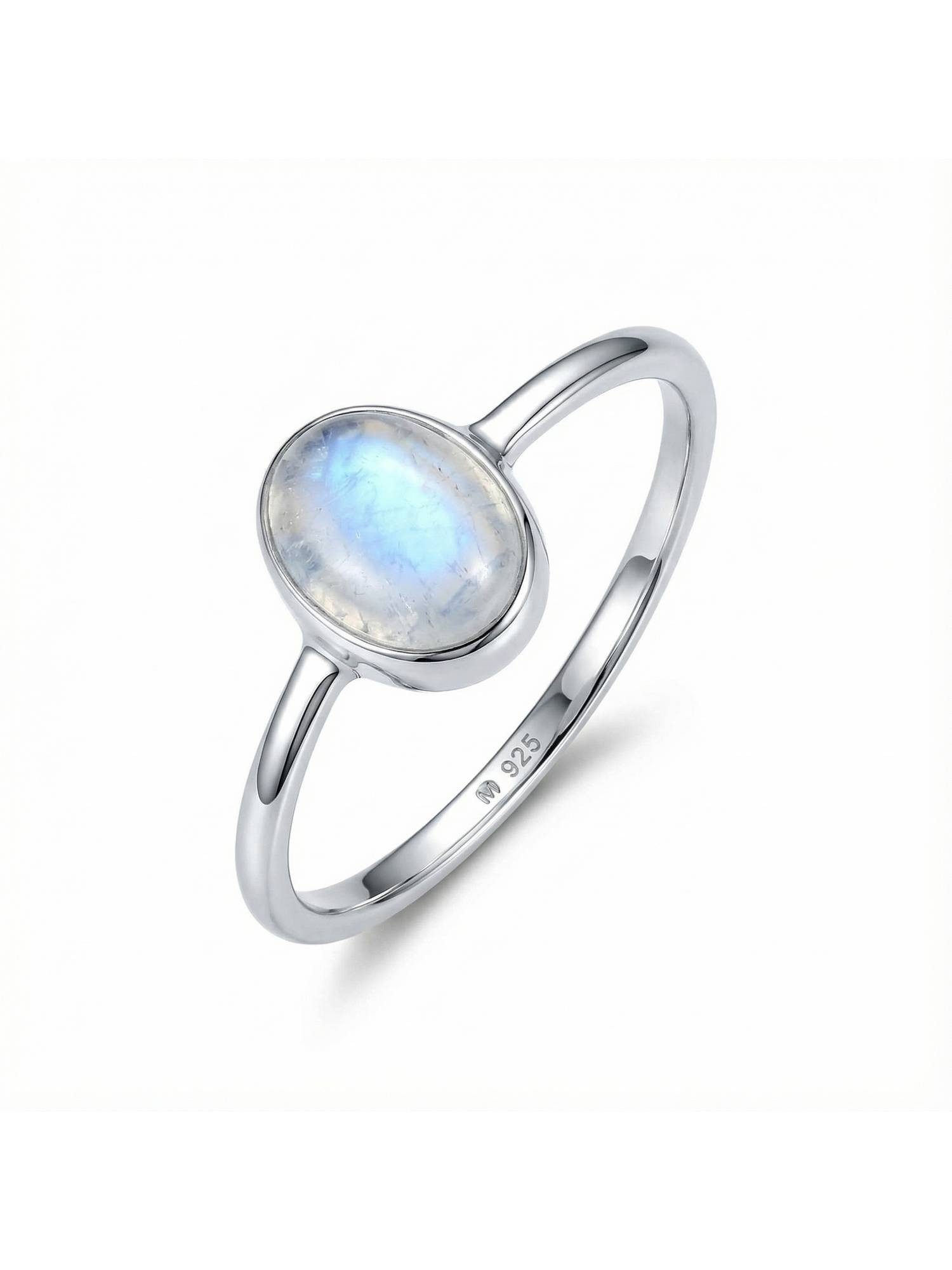 mantraroma Silberring SAMA oval aus 925 Silber mit Regenbogen Mondstein (Ri günstig online kaufen