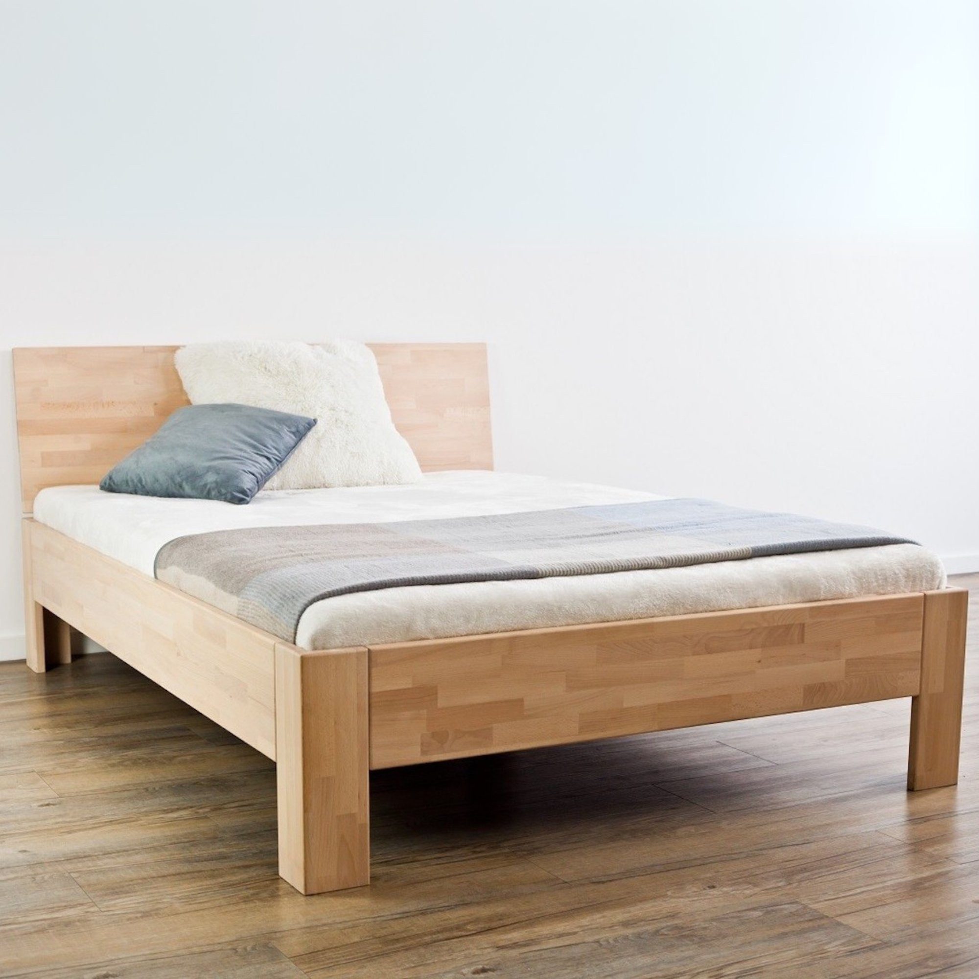 MeinMassivholz Massivholzbett TREND (90 x 200 cm, 140 x 200 cm, 180 x 200 cm), Buche, Bettgestell mit Kopfteil, Made in Germany, Natur geölt