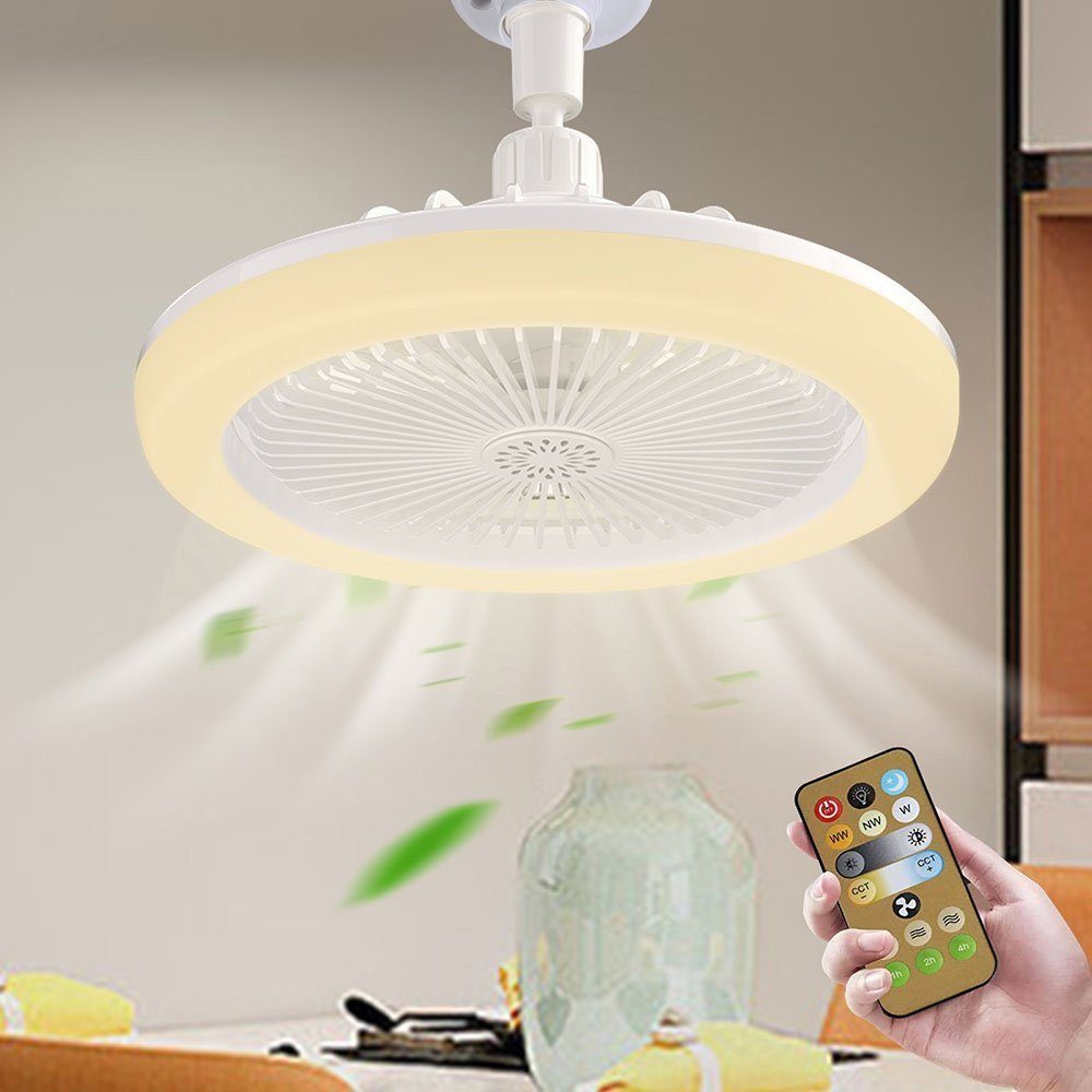 Ventilator, 3 Deckenlampe Esszimmer Deckenventilatoren, mit MUPOO Weiß-E27-Lichtfarbe und Licht Schlafzimmer mit Fernbedienung,LED Deckenventilator Beleuchtung fur 30W Küche Modi,