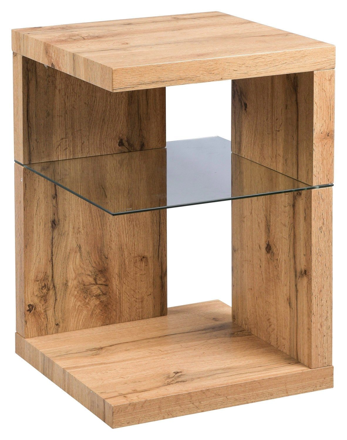 M2 Kollektion Beistelltisch DOMINGO, Wildeiche Dekor, mit Glasplatte, 40 x günstig online kaufen