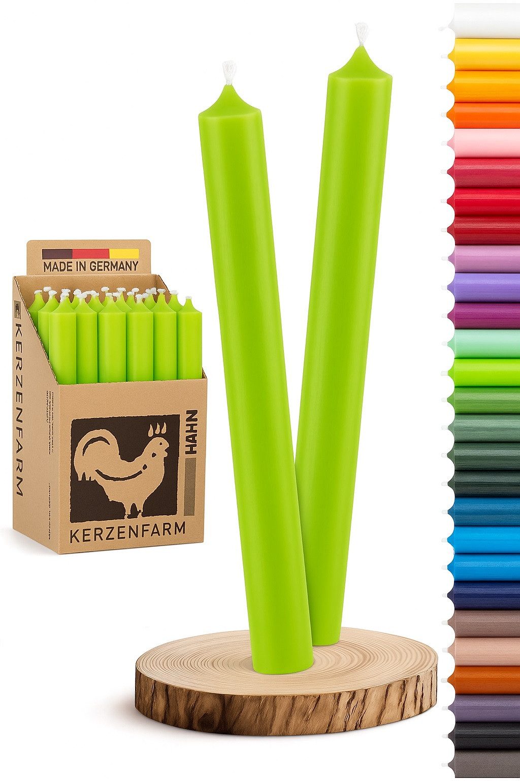 Hahn Kerzenfarm Spitzkerze Otto Kerzen-Set 10 Stück Stabkerzen apfel-grün
