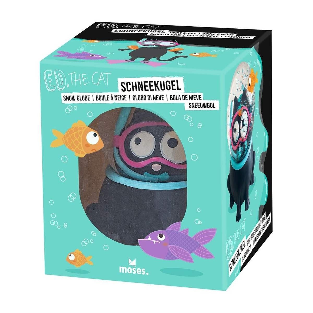 Moses. Verlag Schneekugel Ed the Cat Schneekugel mit Glitterfischen, Polystyrol, 8 cm, Geschenk