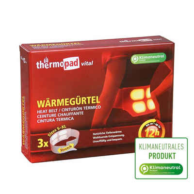 Thermopad Körperwärmer THERMOPAD Wärmegürtel, 3 Stück, Gr. S-XL (Stretch, luftaktiviert, sofort einsetzbar, großflächig warm, natürliche und unbedenkliche Inhaltsstoffe, für den unteren und mittleren Rücken, auch als Nierenwärmer geeignet