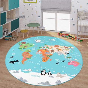Kinderteppich Kinderteppich Spielteppich Für Kinderzimmer Weltkarte, TT Home, Läufer, Höhe: 4 mm