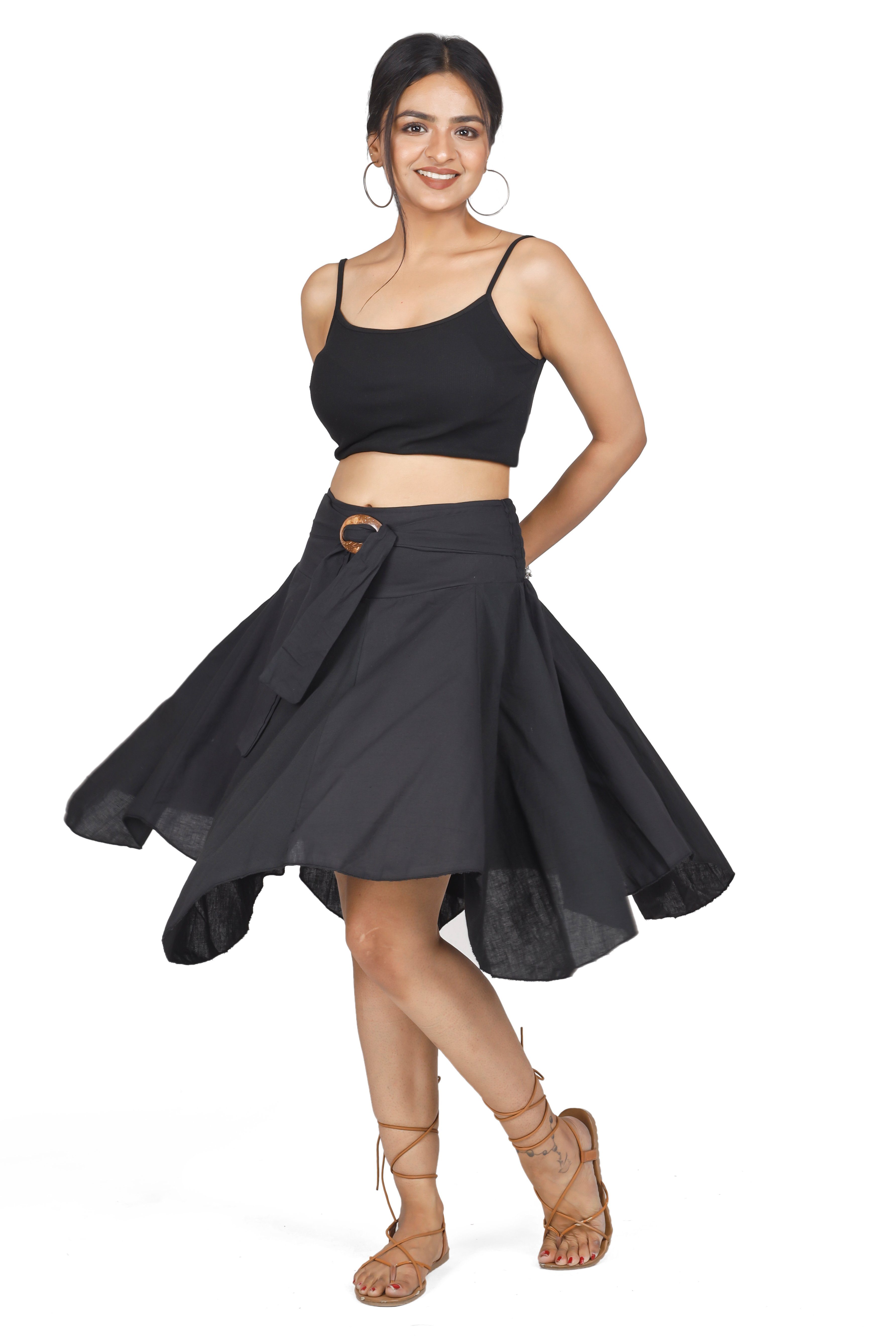 Guru-Shop Minirock Rock Boho chic mit Kokosschnalle - schwarz alternative B günstig online kaufen