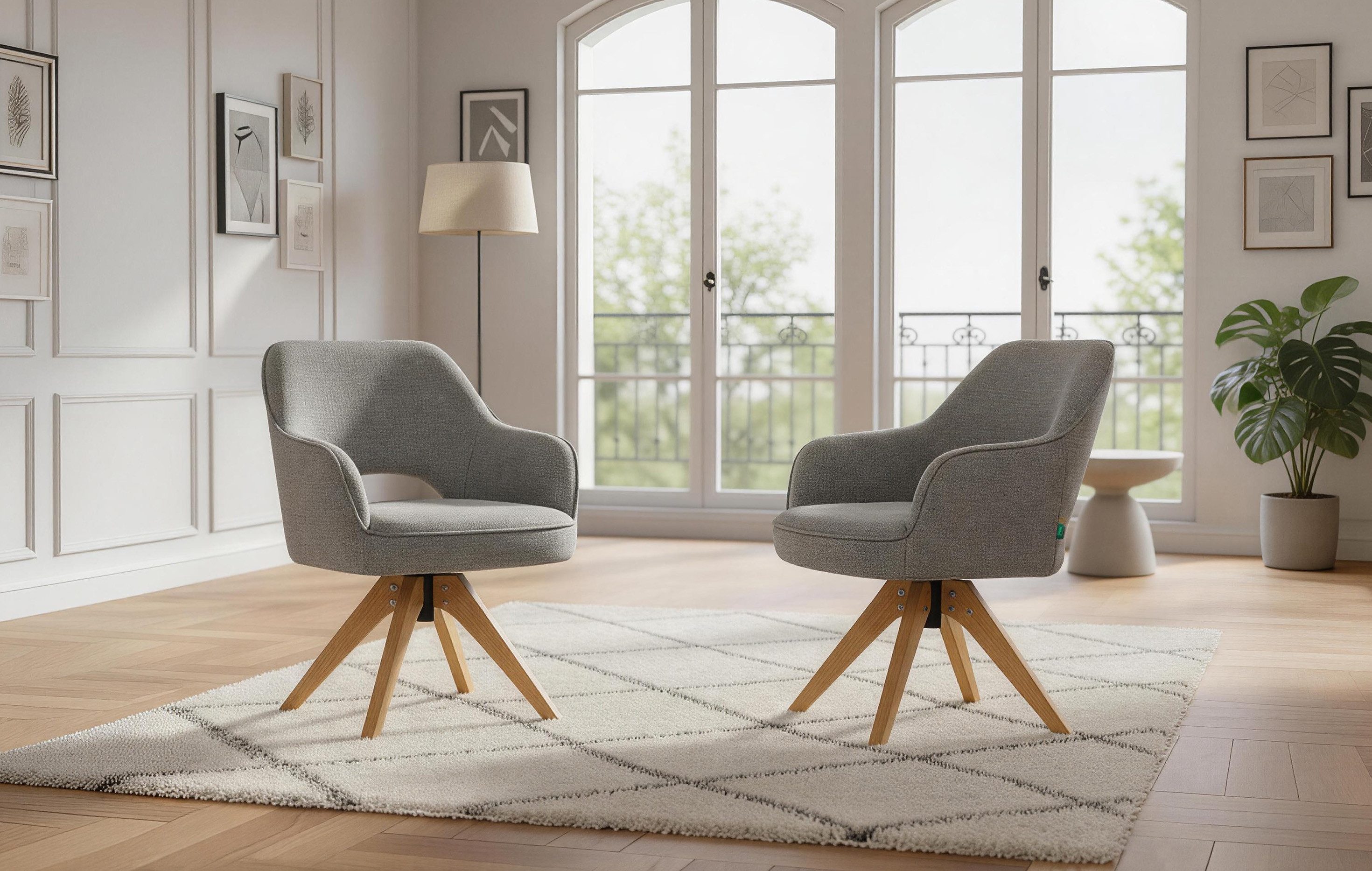 DUBI Möbel Polsterstuhl Mika-Lena (2 St), Federkern, Eiche geölt, 360° drehbar im 2er-Set