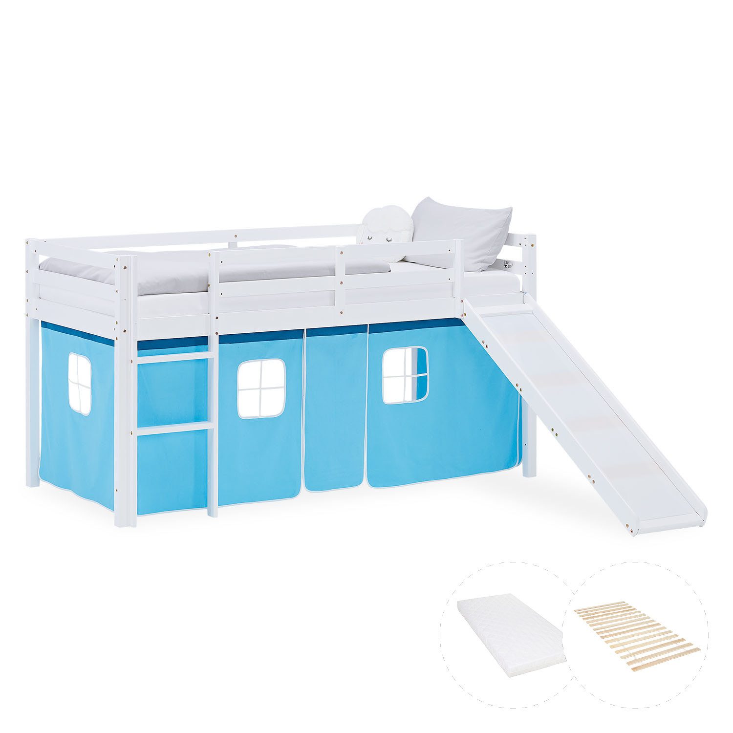 Homestyle4u Hochbett 90x200 Vorhang Kinderbett Holz günstig online kaufen