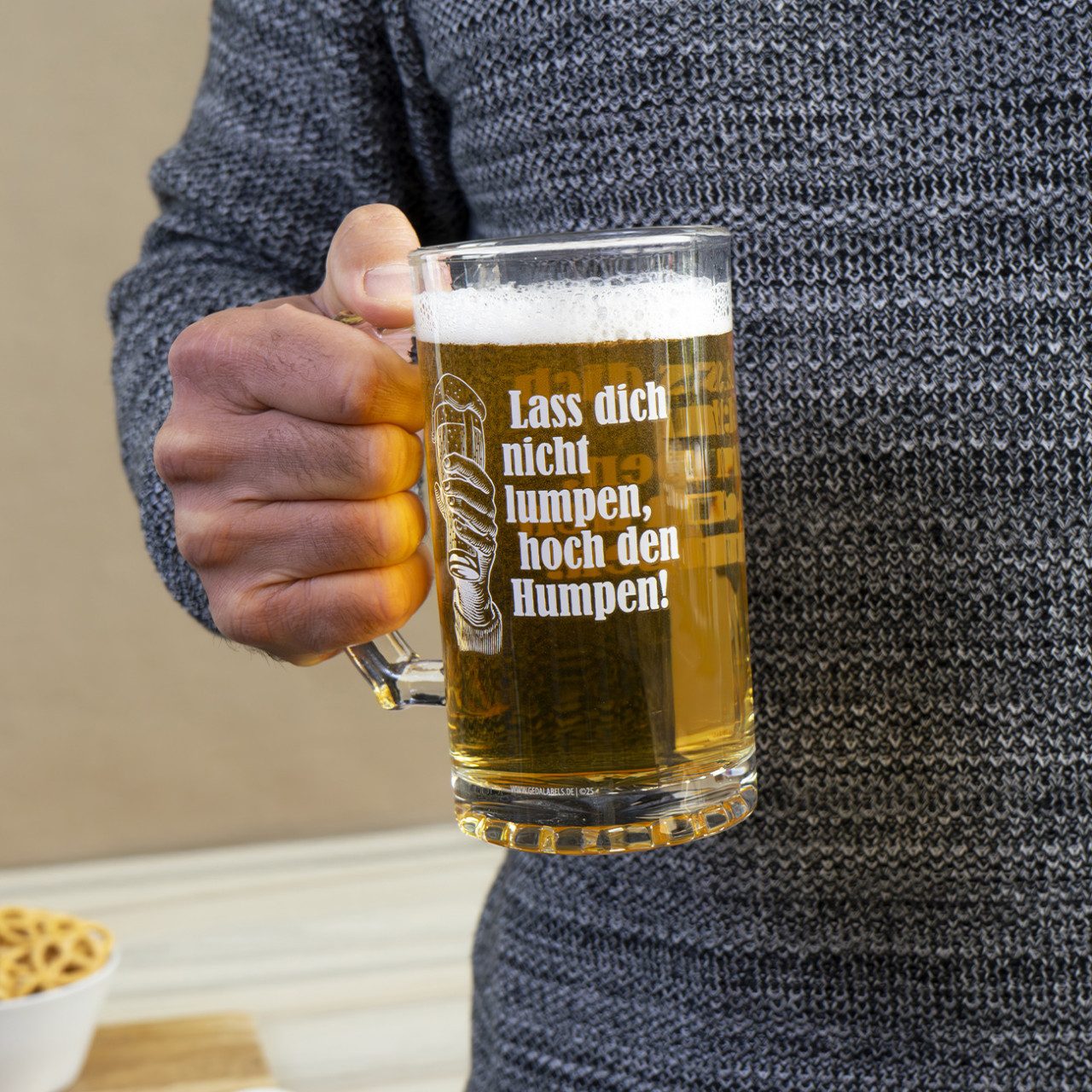 Geda Labels GmbH Bierglas Lass dich nicht Lumpen, 1-tlg., Glas, Klar, 500ml, in Geschenkverpackung – Bild 3 von 3