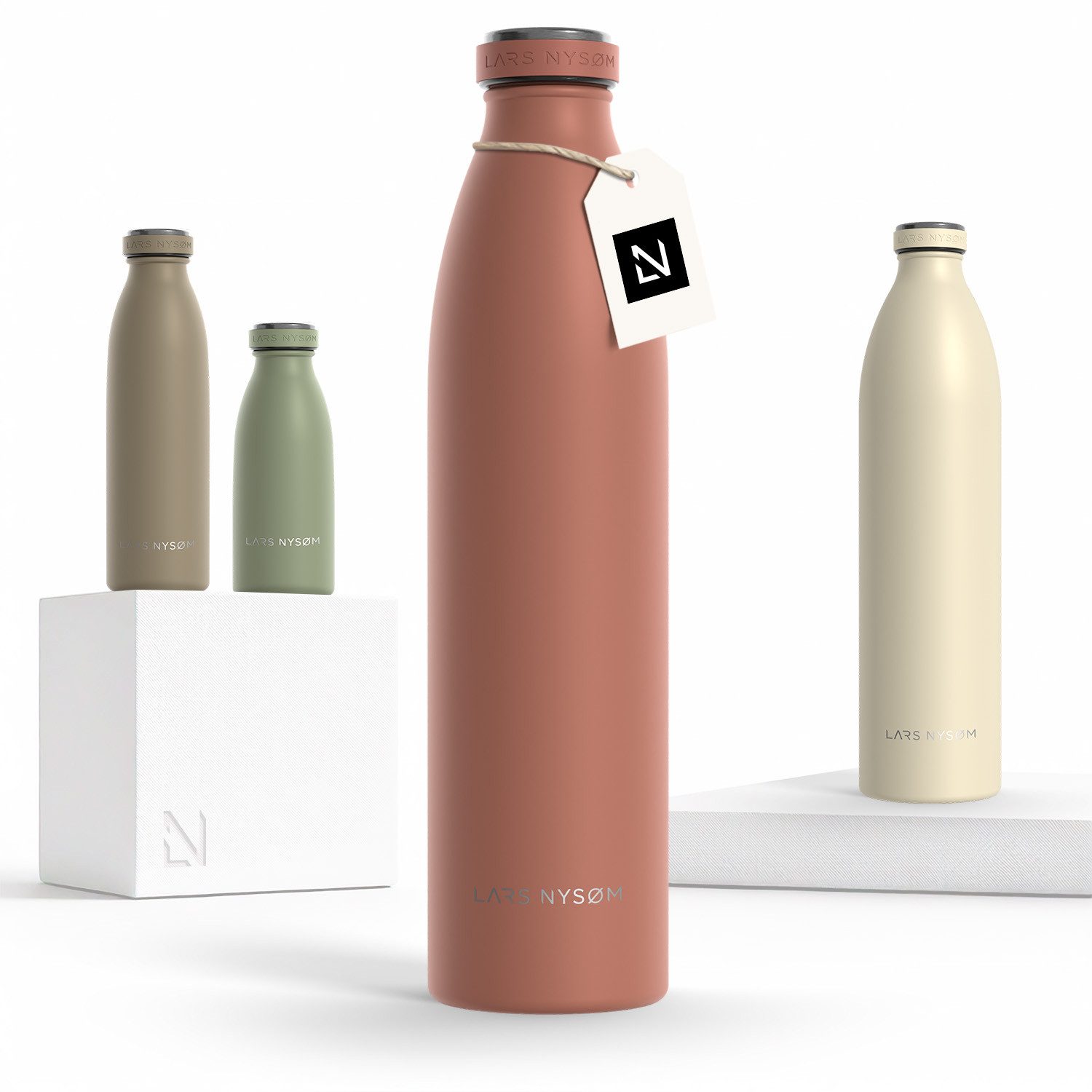 LARS NYSØM Thermoflasche Ren, Isolierflasche mit Vakuum Isolierung: 12h heiß / 24h kühl