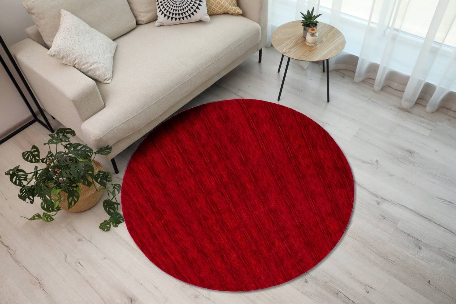 Rug Studios Teppich NONZA, rund, Höhe: 14 mm, modern, 100 x 100 cm, Rot