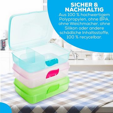 2friends Lunchbox 3er Set Brotdose mit Fächern 3 Farbig sortiert, Kunststoff, (Grün, Blau, Rosa), Frühstücksbox Brotzeitbox, Lunchboxen mit Clickverschluss