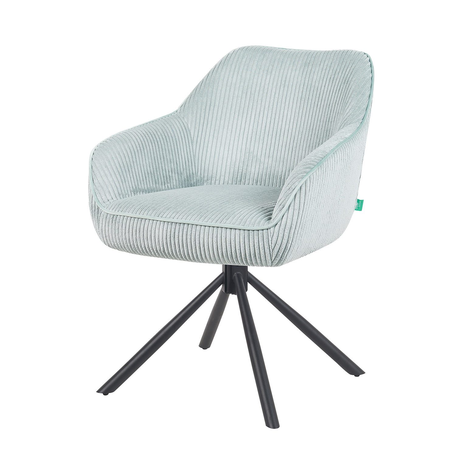 DUBI Möbel Polsterstuhl Mika-Maya, Federkern, pulverbeschichtet, 360° drehbar im 2er-Set