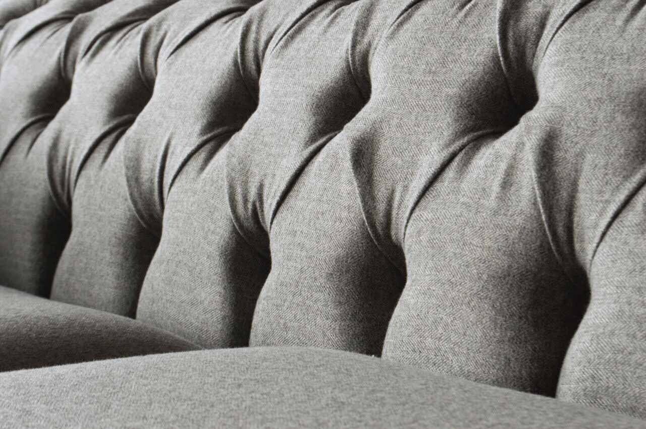 In Dreisitz Made Grau, Möbel Büro Chesterfield JVmoebel Samt Couch Europe 230cm Sofa Sofa Englische